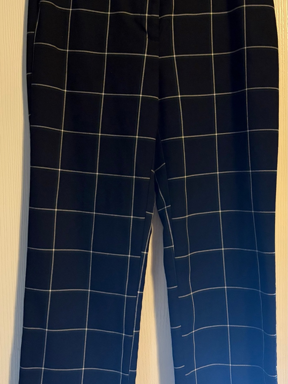 Black Windowpane Plaid Wide Leg Career Pants Business Casual Trousers